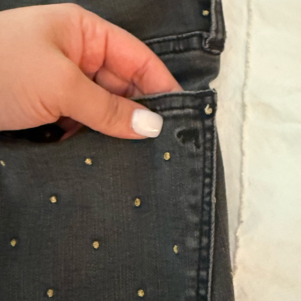 Madewell Women's Black Grey 10" High Rise Skinny Jeans Metallic Dot Edition 30 - Picture 10 of 16